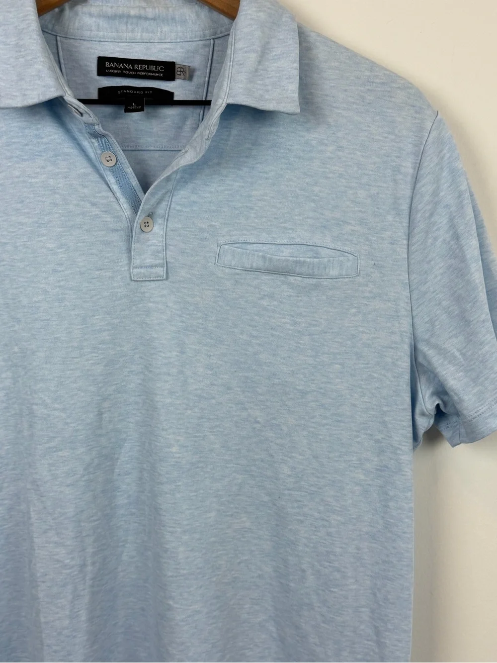 Banana Republic Men’s Luxury Touch Performance Chest Pocket Polo Shirt Blue